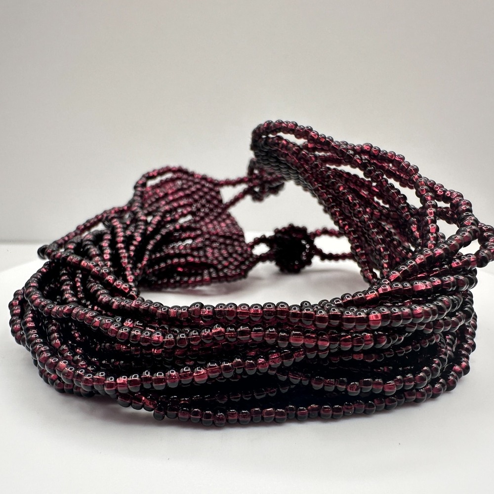 Vintage 90s Floral Seed Bead Multi Strand Statement Bracelet Y2K Jewelry